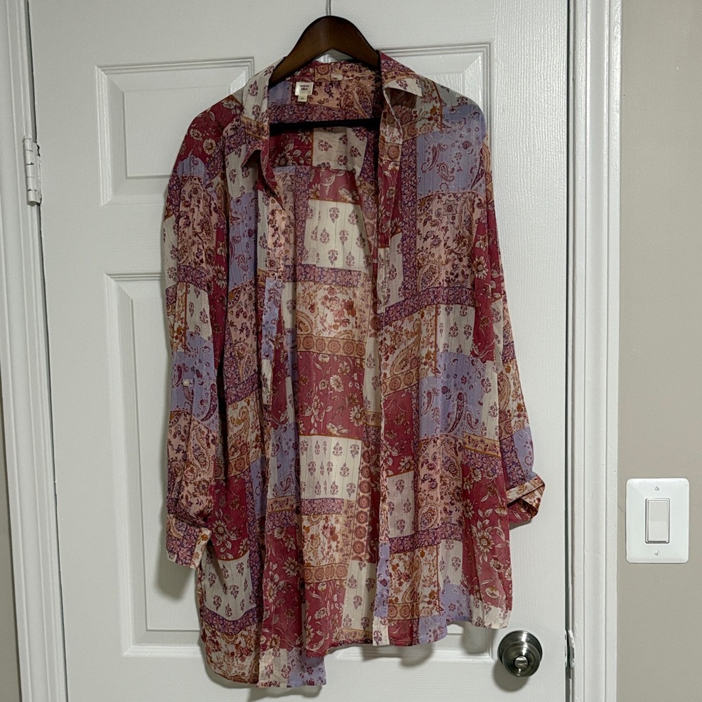 Elegant Patchwork Paisley Button Down Shirt